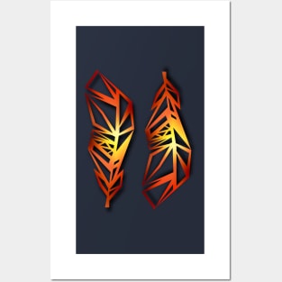 Golden Bird Feathers Posters and Art